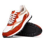 Zelli Bruno Italian Goat Suede & Calfskin Trainer Sneaker Cream / Rust (66-241-CRE)