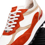 Zelli Bruno Italian Goat Suede & Calfskin Trainer Sneaker Cream / Rust (66-241-CRE)