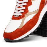 Zelli Bruno Italian Goat Suede & Calfskin Trainer Sneaker Cream / Rust (66-241-CRE)