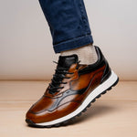 Zelli Bravo Hand Finished Trainer Sneaker Cognac / Black (65-355-BRN)