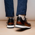 Zelli Bravo Hand Finished Trainer Sneaker Cognac / Black (65-355-BRN)