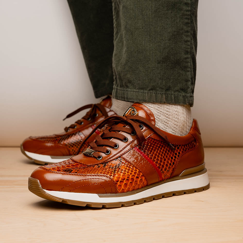 Marco Di Milano Brescia Python & Calfskin Sneakers Honey