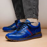 Marco Di Milano Brescia Python & Calfskin Sneakers Electric Blue
