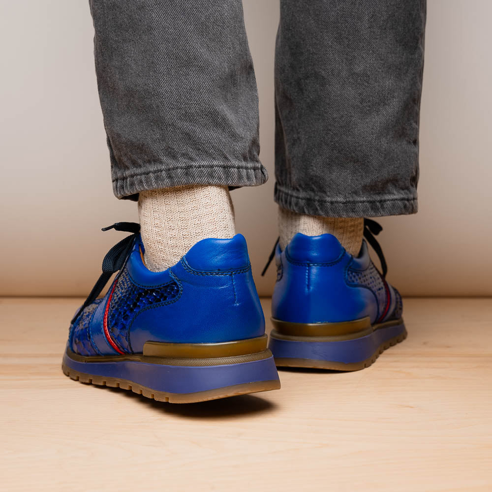 Marco Di Milano Brescia Python & Calfskin Sneakers Electric Blue