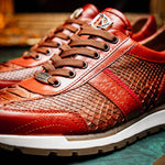 Marco Di Milano Brescia Python & Calfskin Sneakers Antique Cognac
