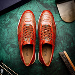 Marco Di Milano Brescia Python & Calfskin Sneakers Antique Cognac