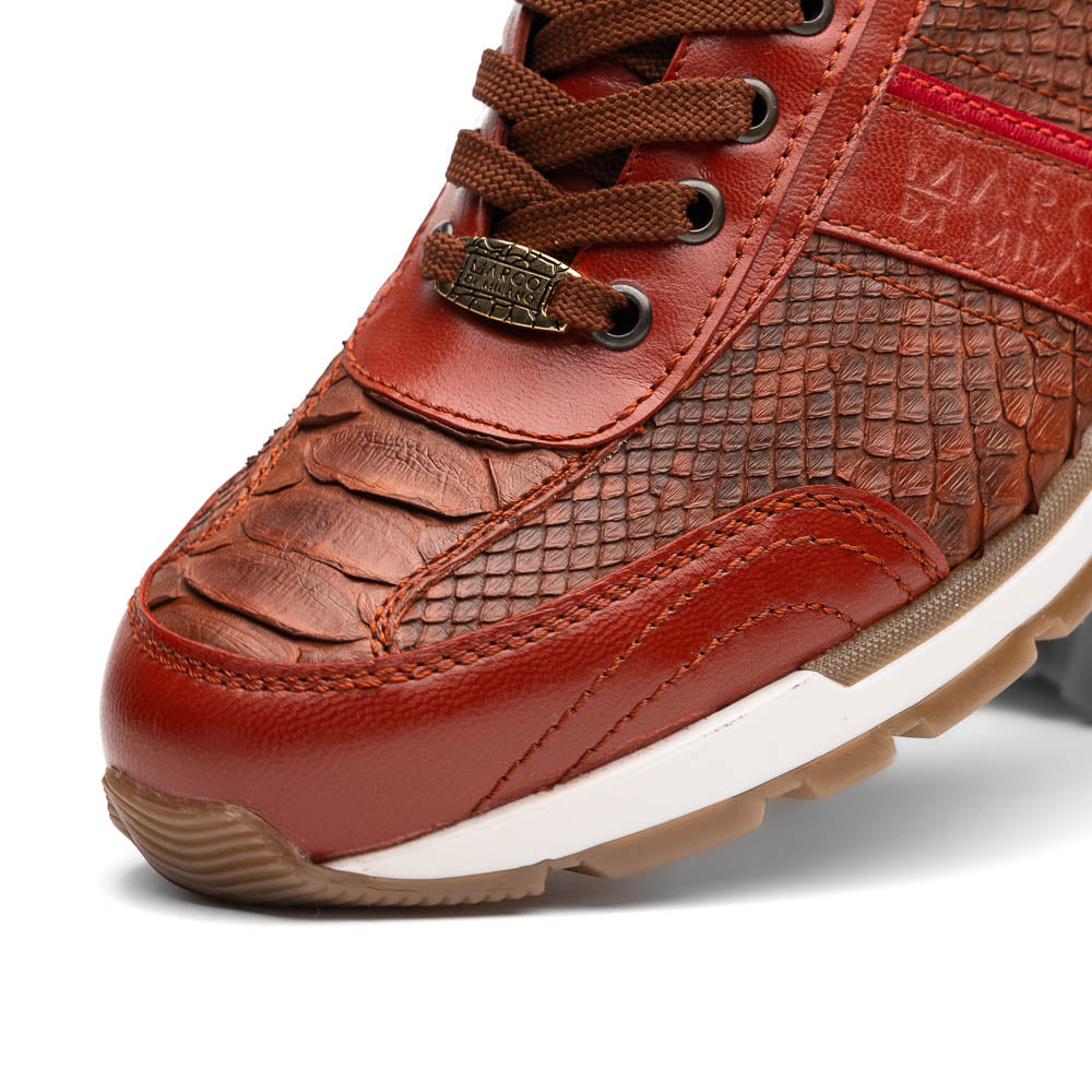 Marco Di Milano Brescia Python & Calfskin Sneakers Antique Cognac