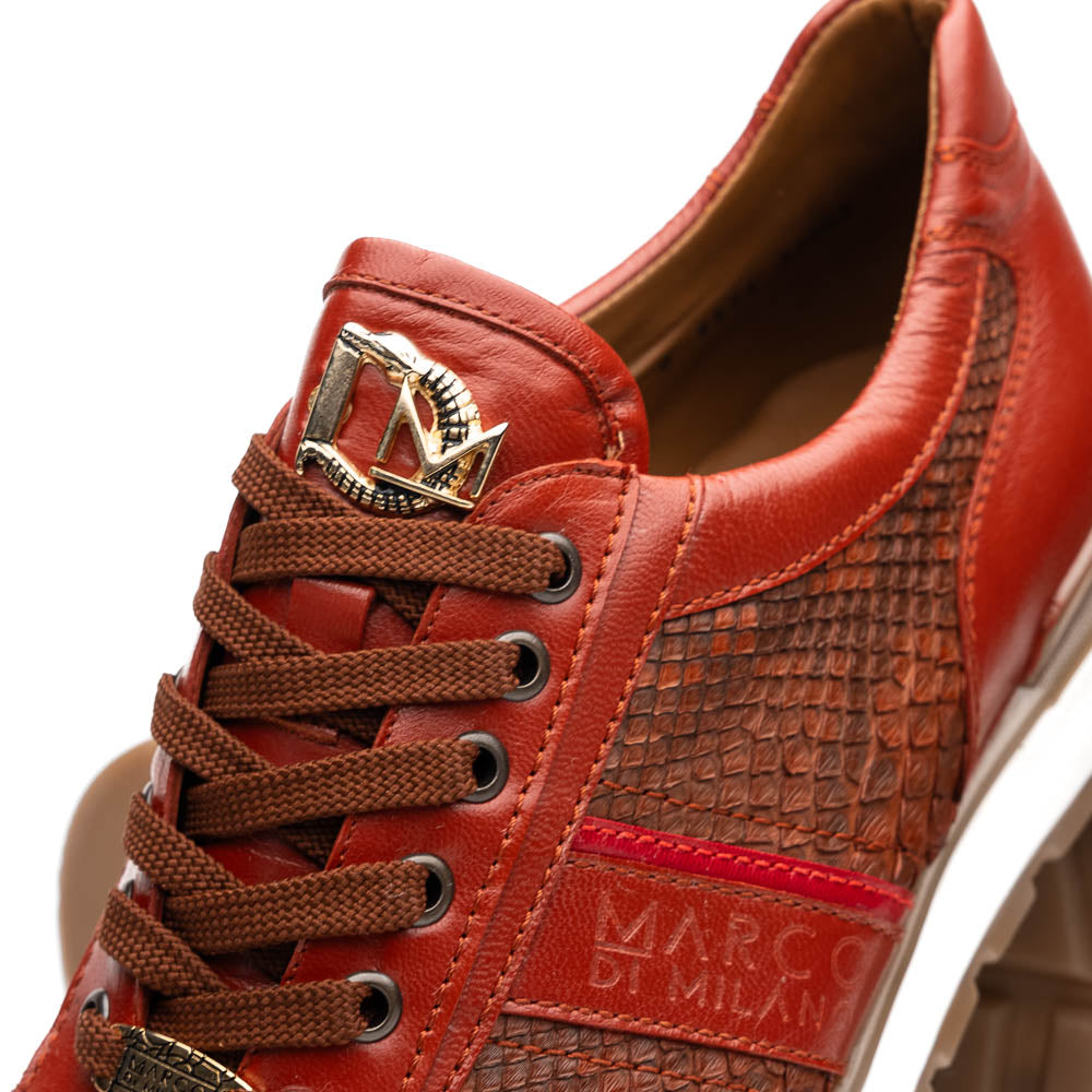 Marco Di Milano Brescia Python & Calfskin Sneakers Antique Cognac