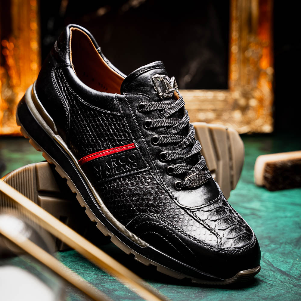 Marco Di Milano Brescia Python & Calfskin Sneakers Black