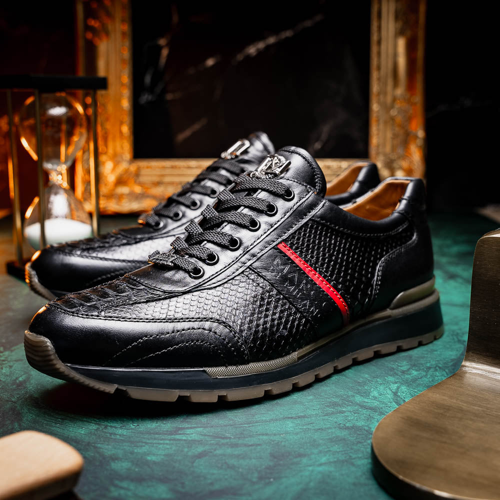 Marco Di Milano Brescia Python & Calfskin Sneakers Black