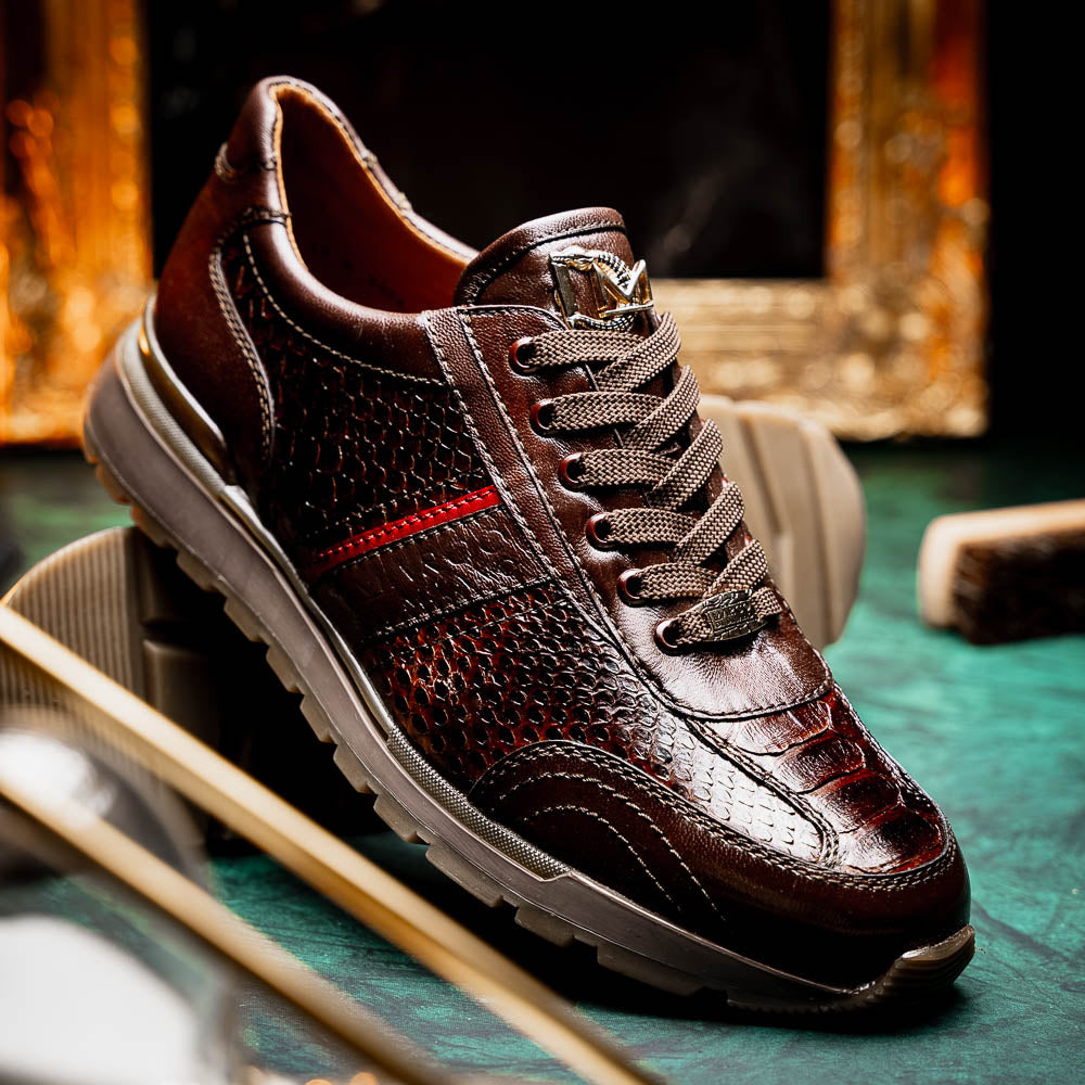 Marco Di Milano Brescia Python & Calfskin Sneakers Brown