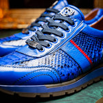 Marco Di Milano Brescia Python & Calfskin Sneakers Electric Blue