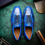 Marco Di Milano Brescia Python & Calfskin Sneakers Electric Blue