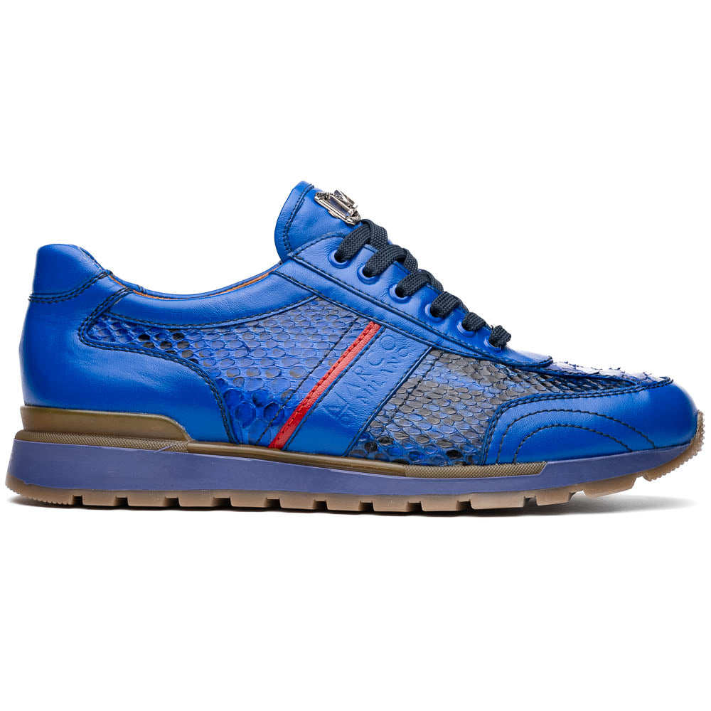 Marco Di Milano Brescia Python & Calfskin Sneakers Electric Blue