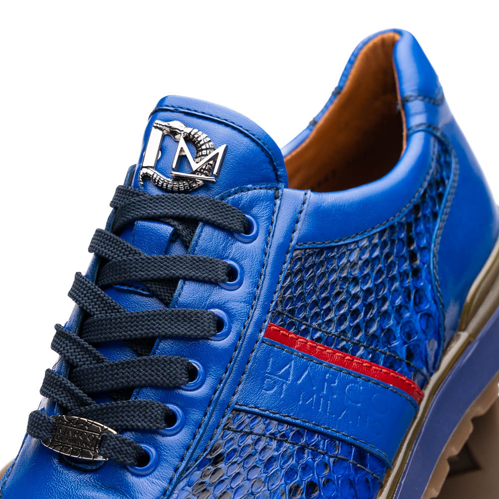 Marco Di Milano Brescia Python & Calfskin Sneakers Electric Blue