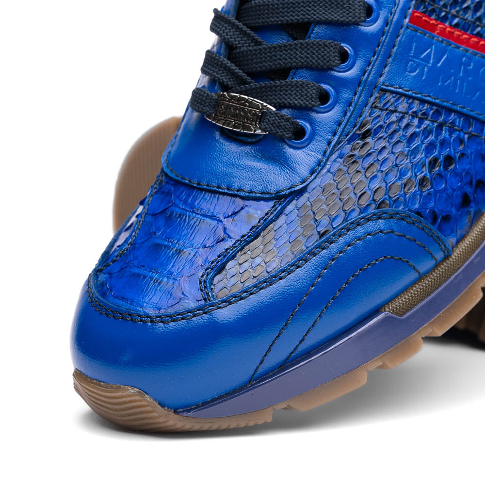 Marco Di Milano Brescia Python & Calfskin Sneakers Electric Blue