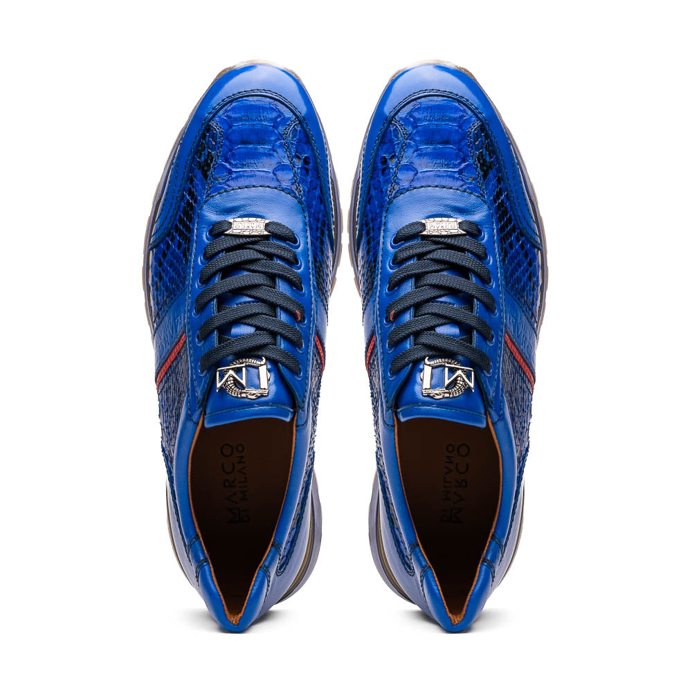Marco Di Milano Brescia Python & Calfskin Sneakers Electric Blue