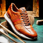 Marco Di Milano Brescia Python & Calfskin Sneakers Honey