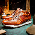Marco Di Milano Brescia Python & Calfskin Sneakers Honey