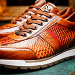 Marco Di Milano Brescia Python & Calfskin Sneakers Honey