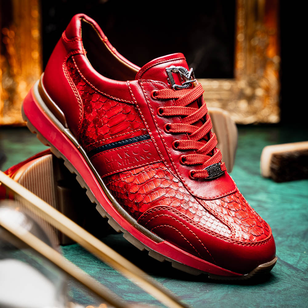 Marco Di Milano Brescia Python & Calfskin Sneakers Red