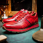 Marco Di Milano Brescia Python & Calfskin Sneakers Red