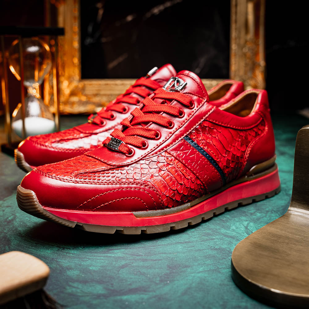 Marco Di Milano Brescia Python & Calfskin Sneakers Red