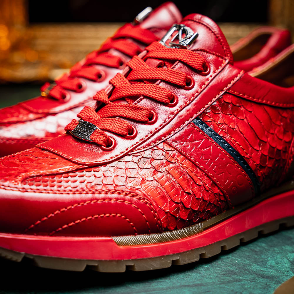 Marco Di Milano Brescia Python & Calfskin Sneakers Red
