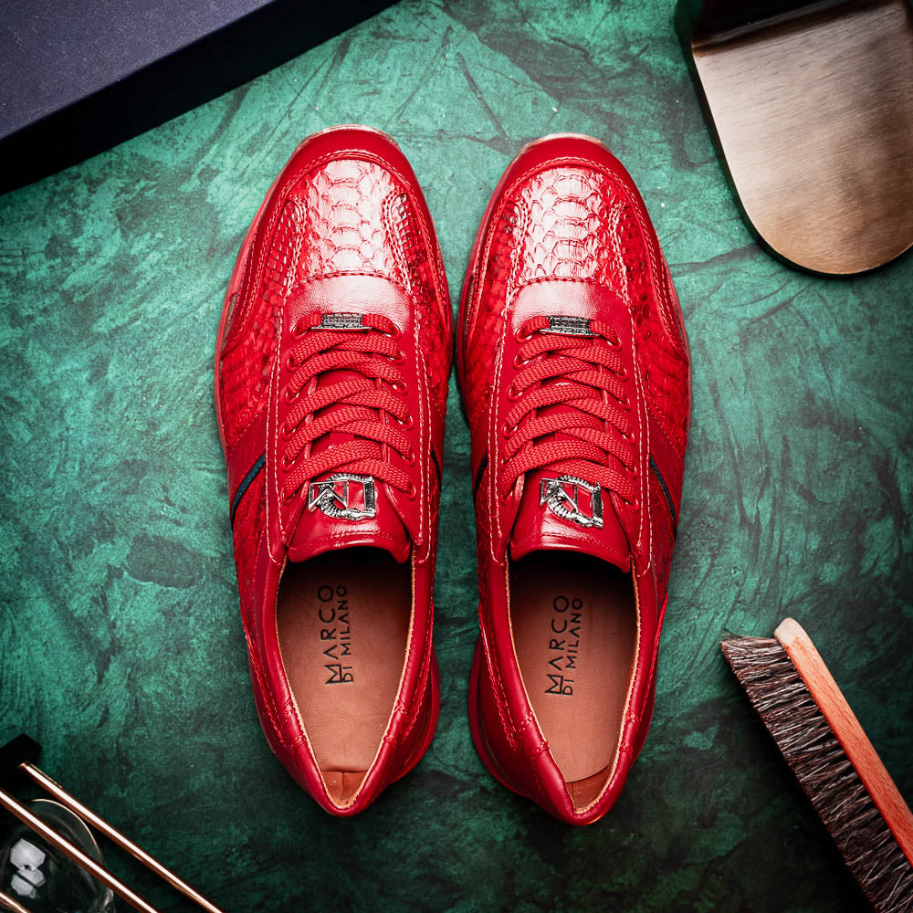 Marco Di Milano Brescia Python & Calfskin Sneakers Red