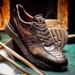 Marco Di Milano Brescia Python & Calfskin Sneakers Washed Cognac