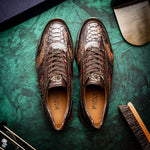 Marco Di Milano Brescia Python & Calfskin Sneakers Washed Cognac