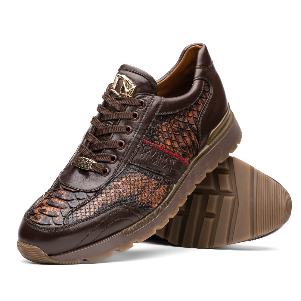 Marco Di Milano Brescia Python & Calfskin Sneakers Washed Cognac