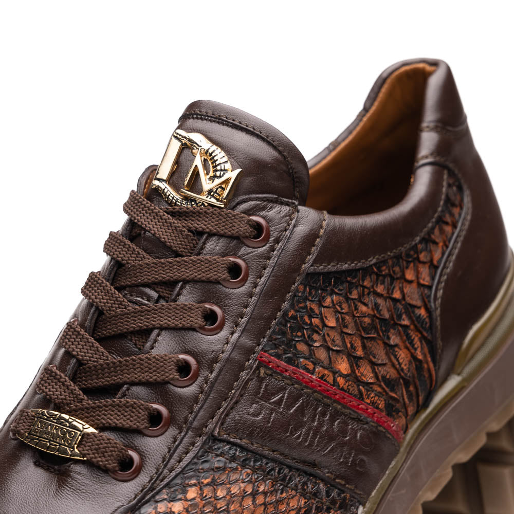Marco Di Milano Brescia Python & Calfskin Sneakers Washed Cognac