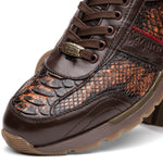 Marco Di Milano Brescia Python & Calfskin Sneakers Washed Cognac