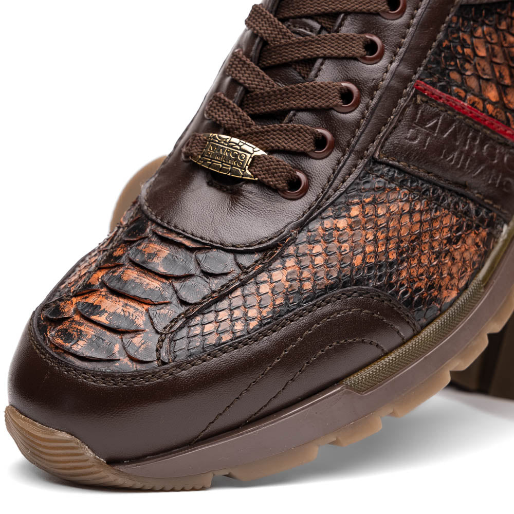 Marco Di Milano Brescia Python & Calfskin Sneakers Washed Cognac