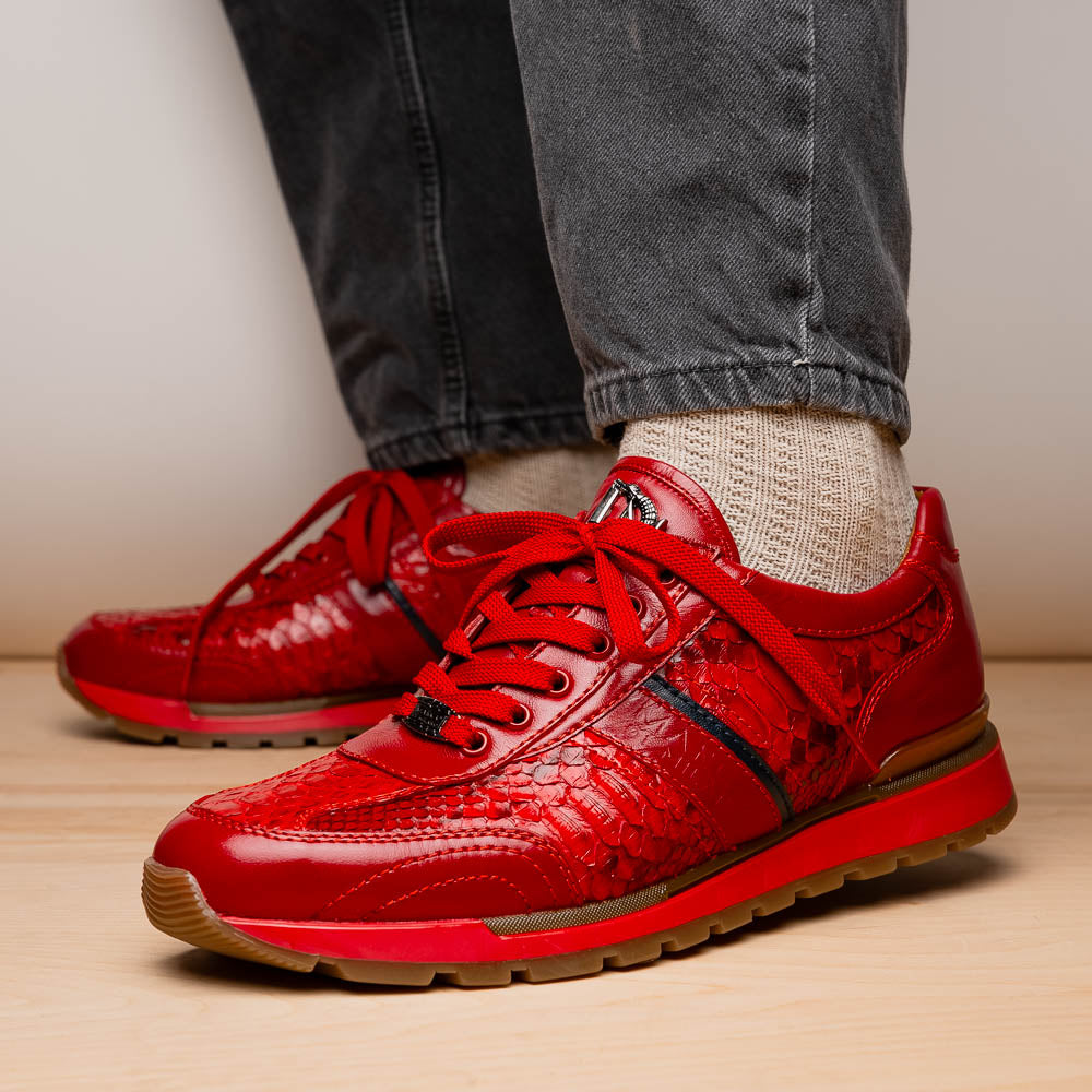 Marco Di Milano Brescia Python & Calfskin Sneakers Red