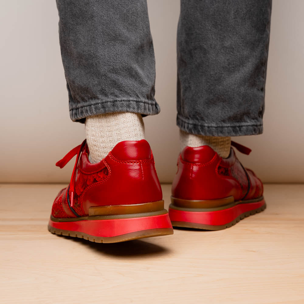 Marco Di Milano Brescia Python & Calfskin Sneakers Red