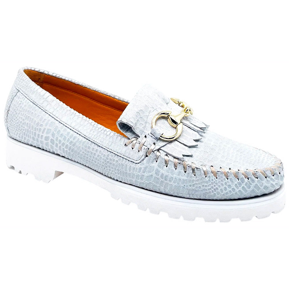 Robert Zur Women's Broadwick Croco Patent Bit Loafer White