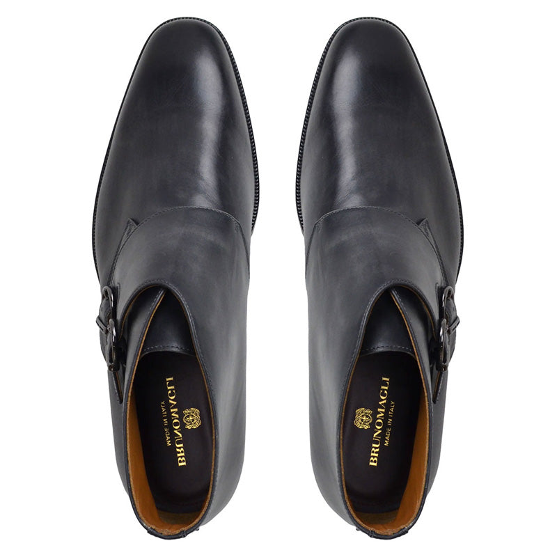 Bruno Magli Alberto Leather Monk Strap Boots Dark Grey