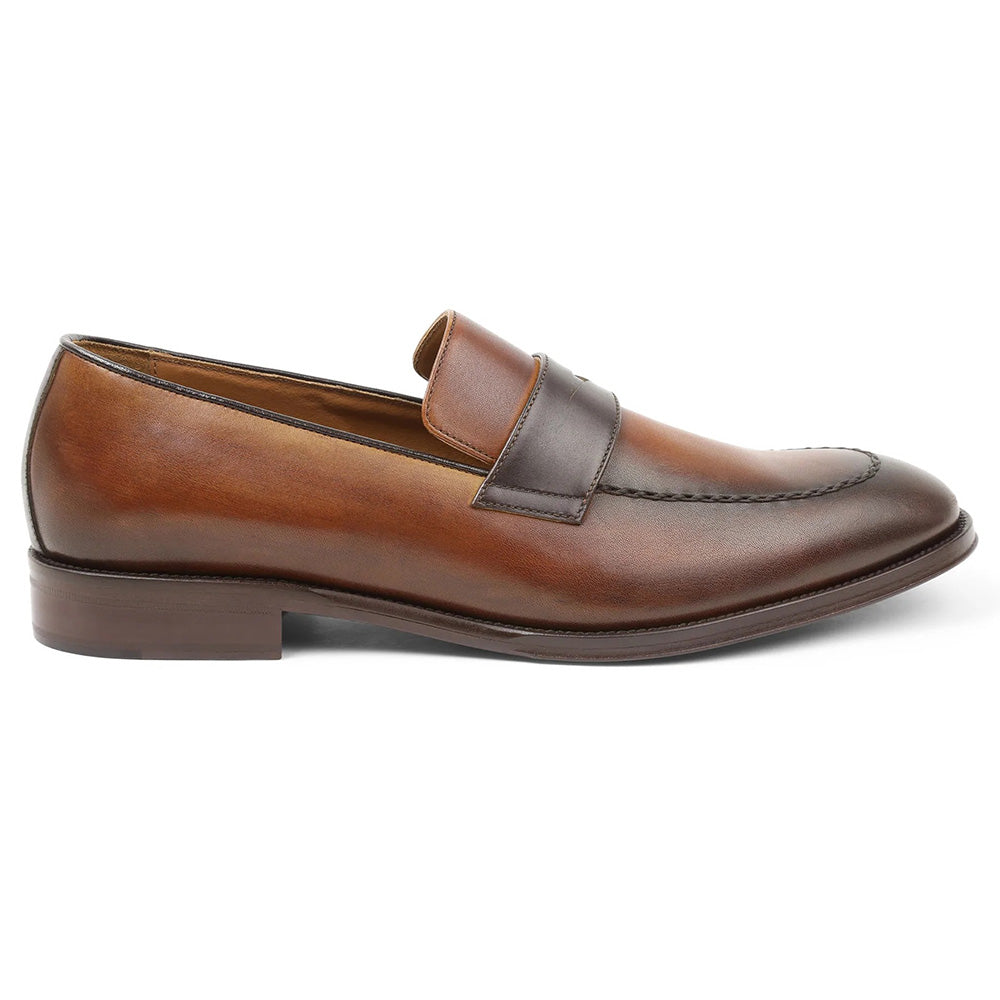 Bruno Magli Arezzo Two-tone Penny Loafers Cognac / Dark Brown