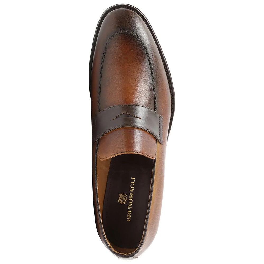 Bruno Magli Arezzo Two-tone Penny Loafers Cognac / Dark Brown