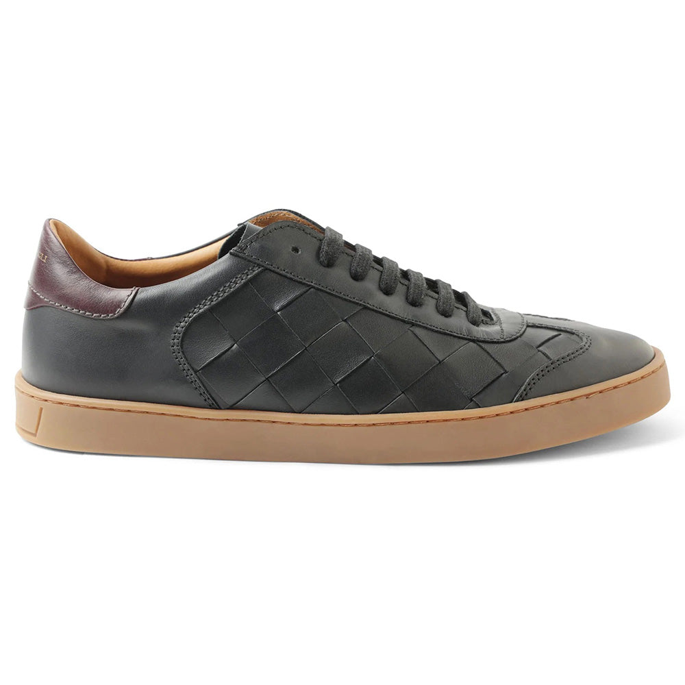 Bruno Magli Bono Woven Leather Lace-up Sneakers Black