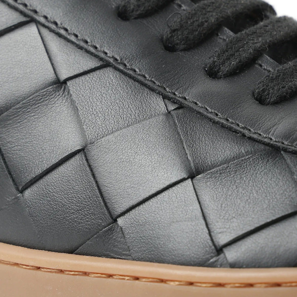 Bruno Magli Bono Woven Leather Lace-up Sneakers Black