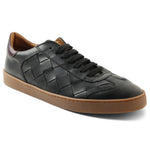 Bruno Magli Bono Woven Leather Lace-up Sneakers Black