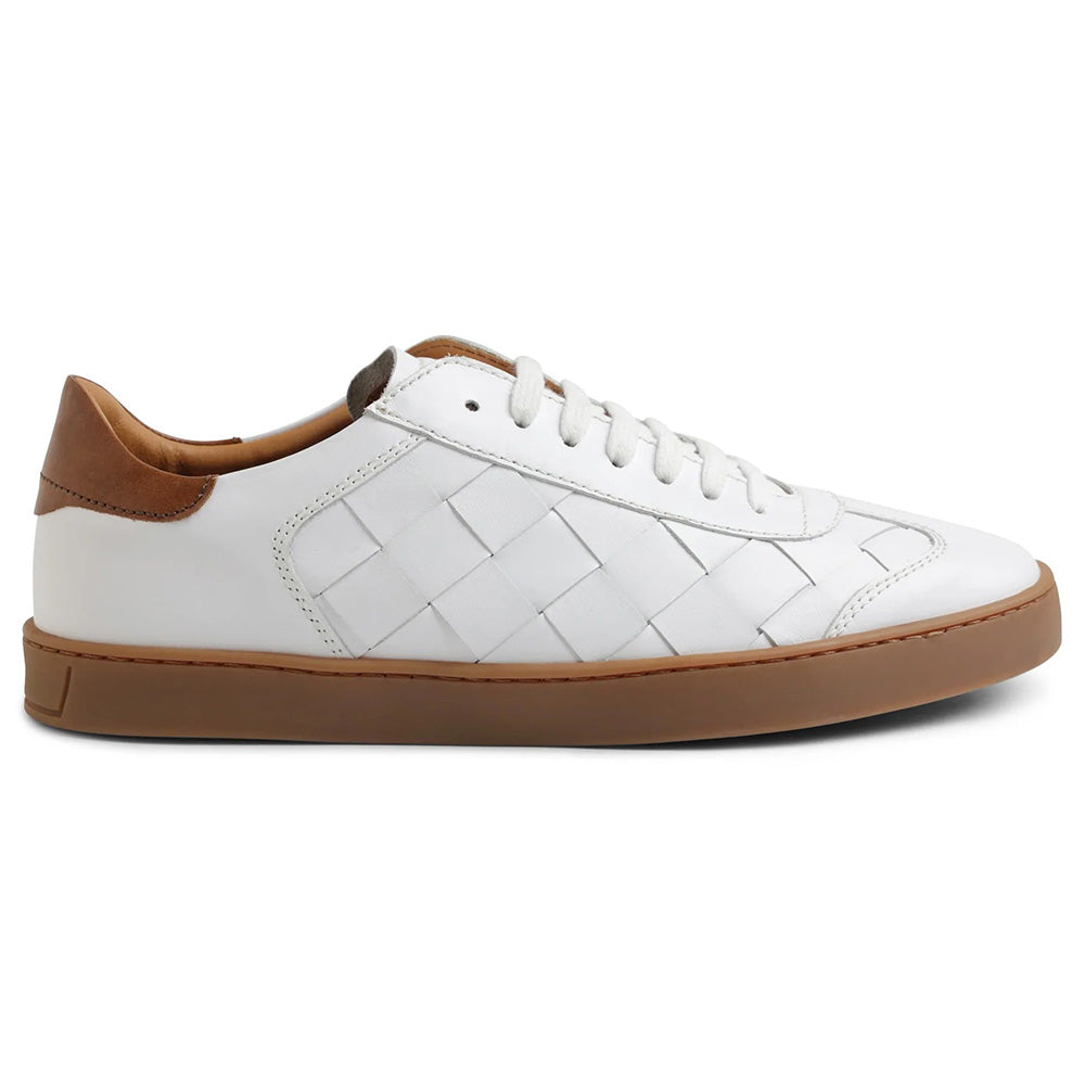 Bruno Magli Bono Woven Leather Lace-up Sneakers White