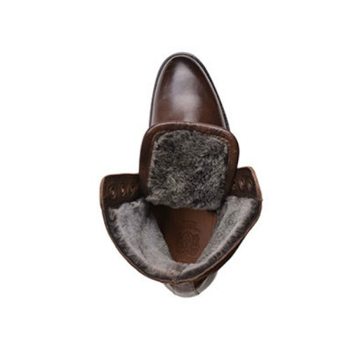 Bruno Magli Collezione Lotto Cordovan/Shearling Boots Dark Brown