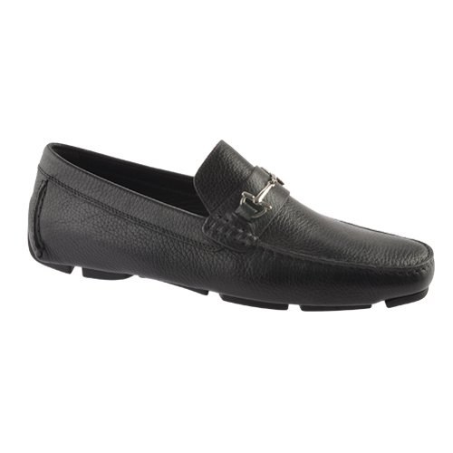 Bruno Magli Ebbu Tumbled Calfskin Bit Driving Shoes Black