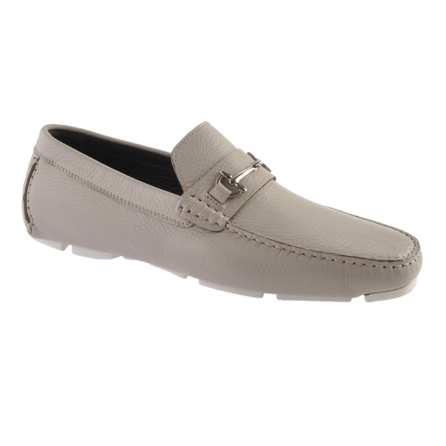 Bruno Magli Ebbu Tumbled Calfskin Bit Driving Shoes Light Gray