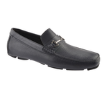 Bruno Magli Ebbu Tumbled Calfskin Bit Driving Shoes Navy