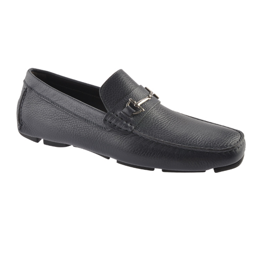 Bruno Magli Ebbu Tumbled Calfskin Bit Driving Shoes Navy